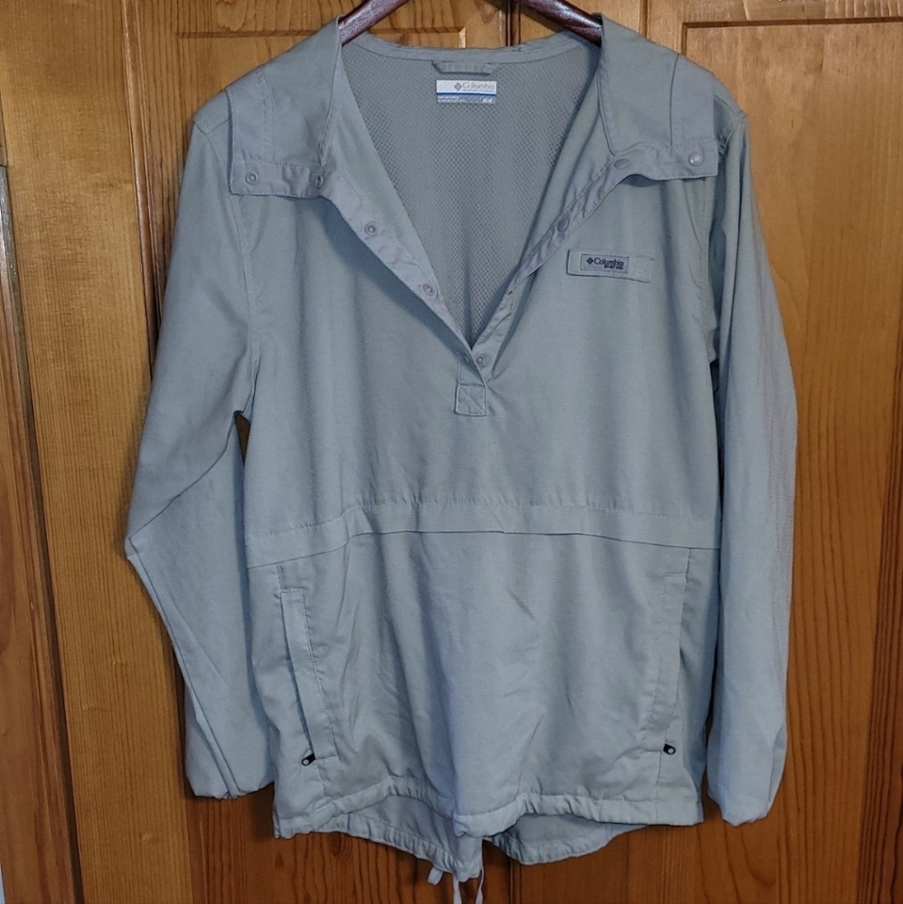 Columbia PFG Grey Hooded Windbreaker